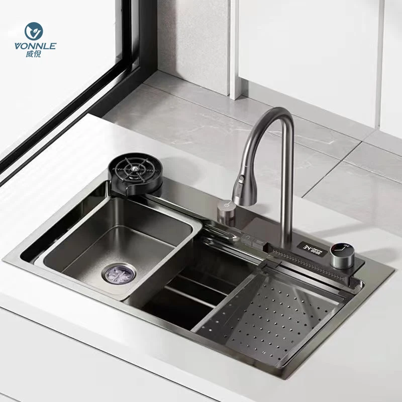 Stylish And Sturdy Digital Display Smart Kitchen Sink Multifunctional Sink Sink Kitchen 304 Stainless Steel