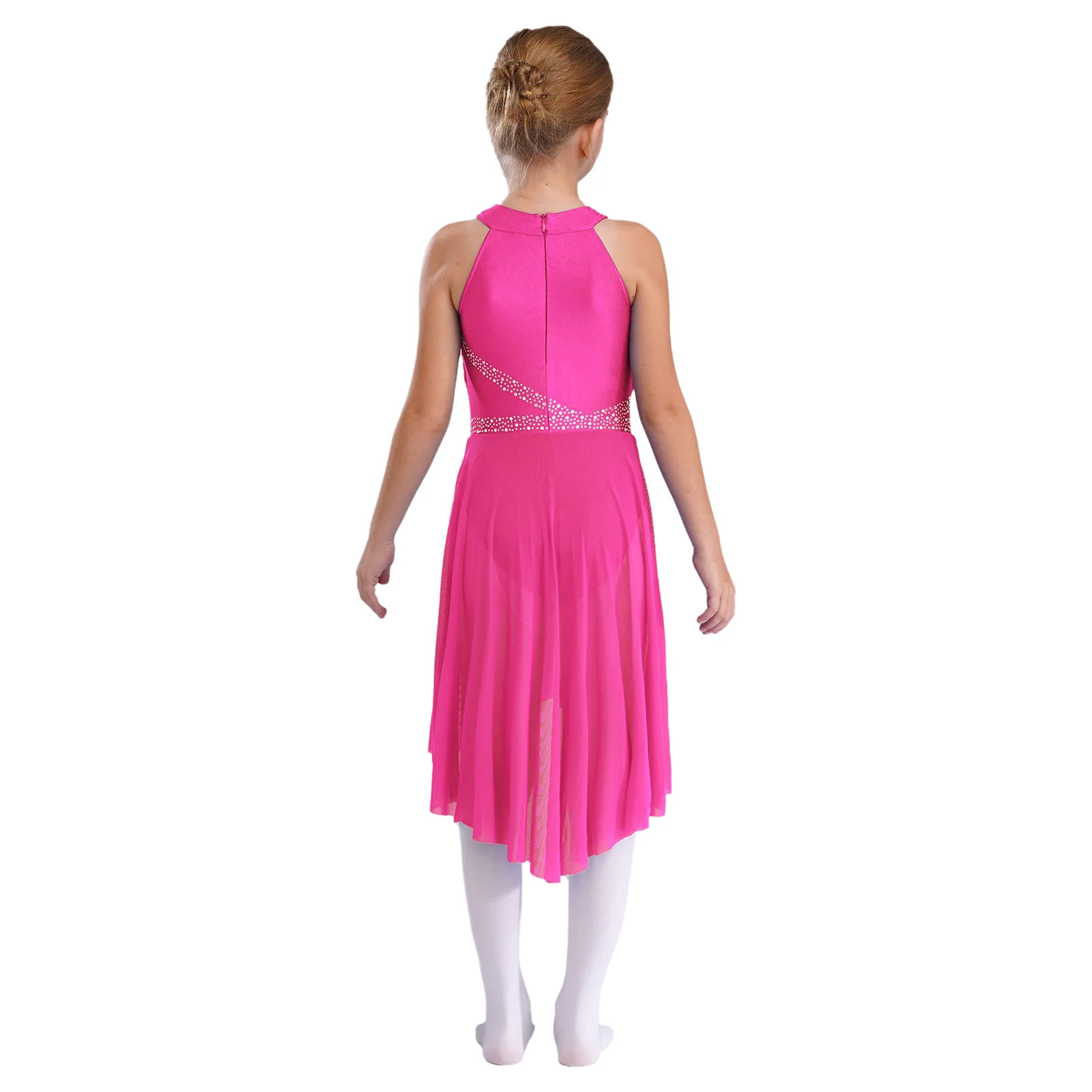 Kinderen Meisjes Gymnastiek Ballet Maillots Artistiek Schaatsen Lyrisch Danskostuum Glanzende Strass Moderne Hedendaagse Dansjurk