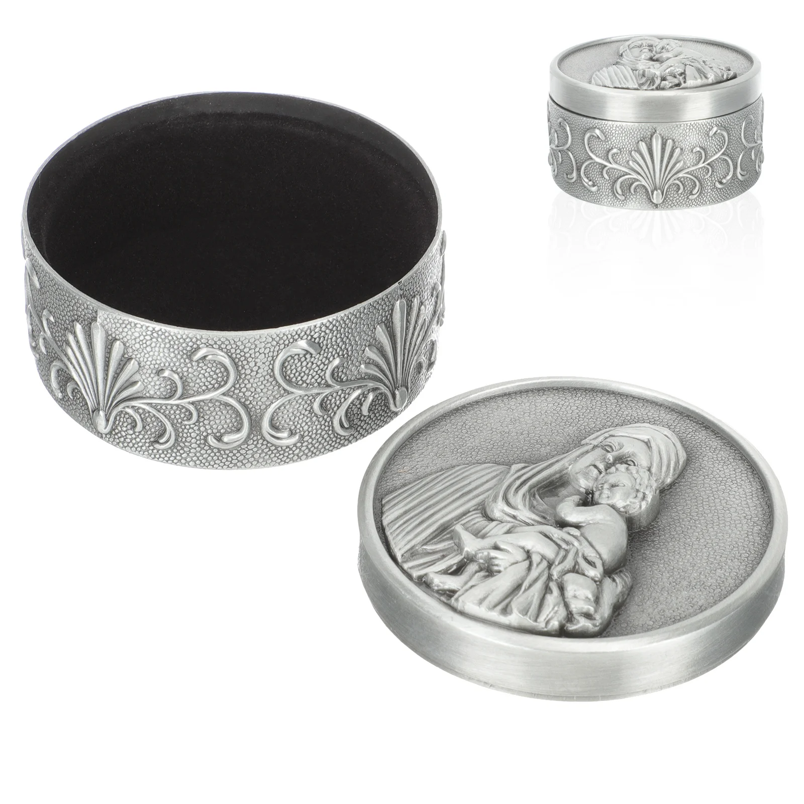 سبائك الزنك ريترو خمر صندوق مجوهرات منظم دائري منظم صغير للخواتم أقراط القلائد صندوق تخزين المجوهرات