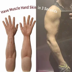 Tgirl Fake Muscle Gloves Simulated Male Abs Skin Artificial Hand Sleeve Prosthesis Arm Cover for Cosplay Crossdresser Costume