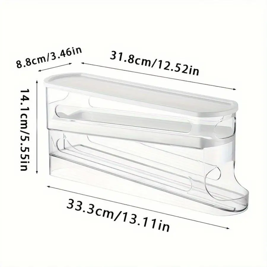 12-14 Eggs Automatic Double-Layer Sliding Egg Storage Container,Hinged Design,Fresh Egg Keeper,Non-Contact with Food,Space Saver