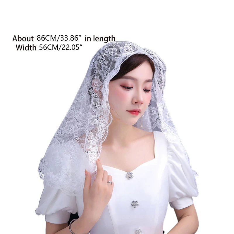 ZB91 Lace Mantilla ผ้าคลุมหน้าคาทอลิก ผ้าคลุมหน้าโบสถ์ ผ้าคลุมหน้าโบสถ์ สำหรับคลุมศีรษะ Latin Mass