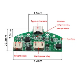 1pc Type-C Table Lamp Circuit Board USB Charging Three Gear Stepless Dimming LED Touch Small Night Lamp Control Module Connector