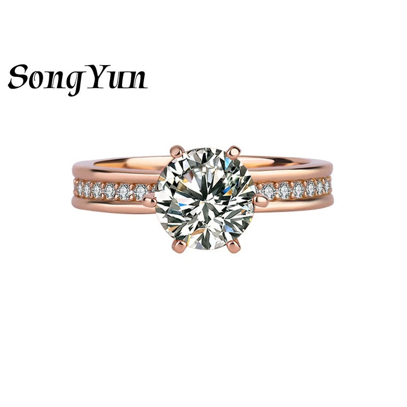 

SONGYUN Brand Jewelry 925 Sterling Silver Ring VVS Moissanite Honeymoon Ring for Ladies 18K Gold Plated MST Patent Fine Jeweller