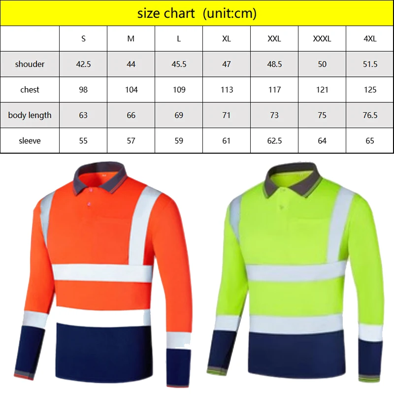 Reflective Safety Shirt Long Sleeve with Buttons and Pocket Long Sleeve Construction Work Shirts for Men Hi Vis Workwear Shirts