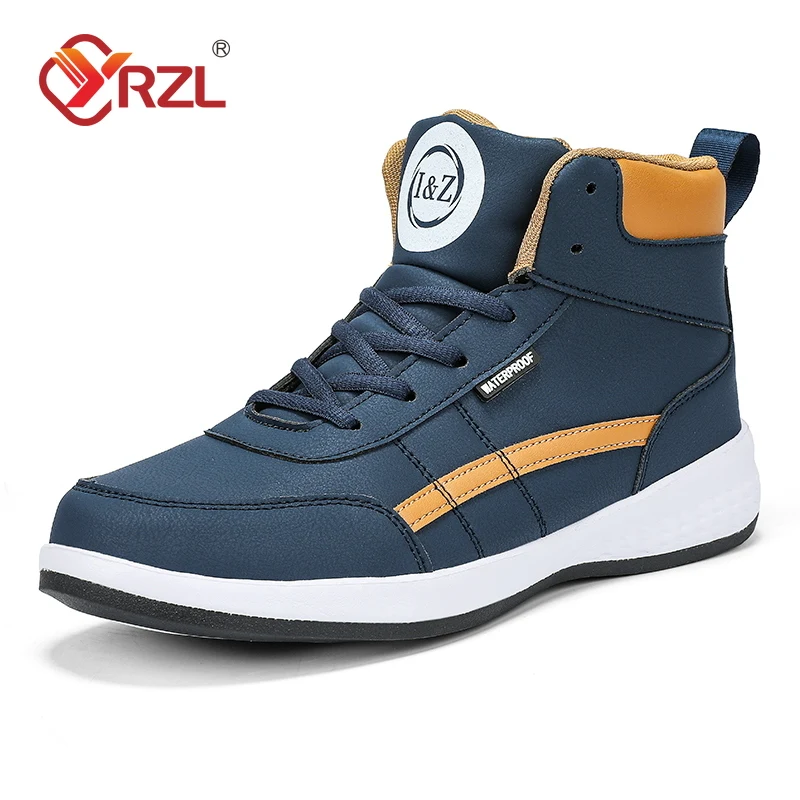 

YRZL Men Hight Top Shoes Spring Autumn Waterproof Walking Sneakers Leisure Male Leather Sports Shoes Non-Slip Shoes for Men