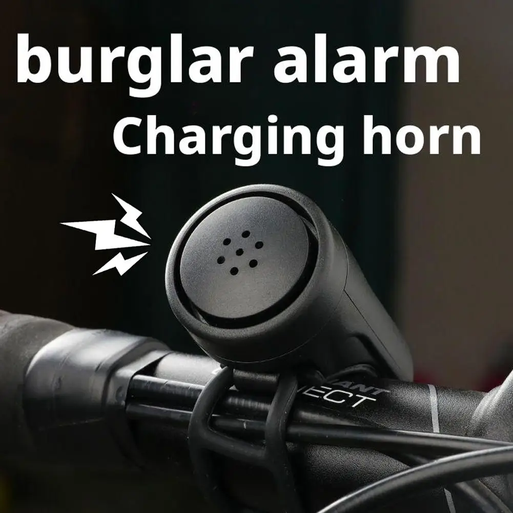 

Bicycle Electric Horn Black ABS USB Rechargeable Bicycle Bike Bell Loud Speaker Alarm Accessories Handlebar Cycli Y5W3