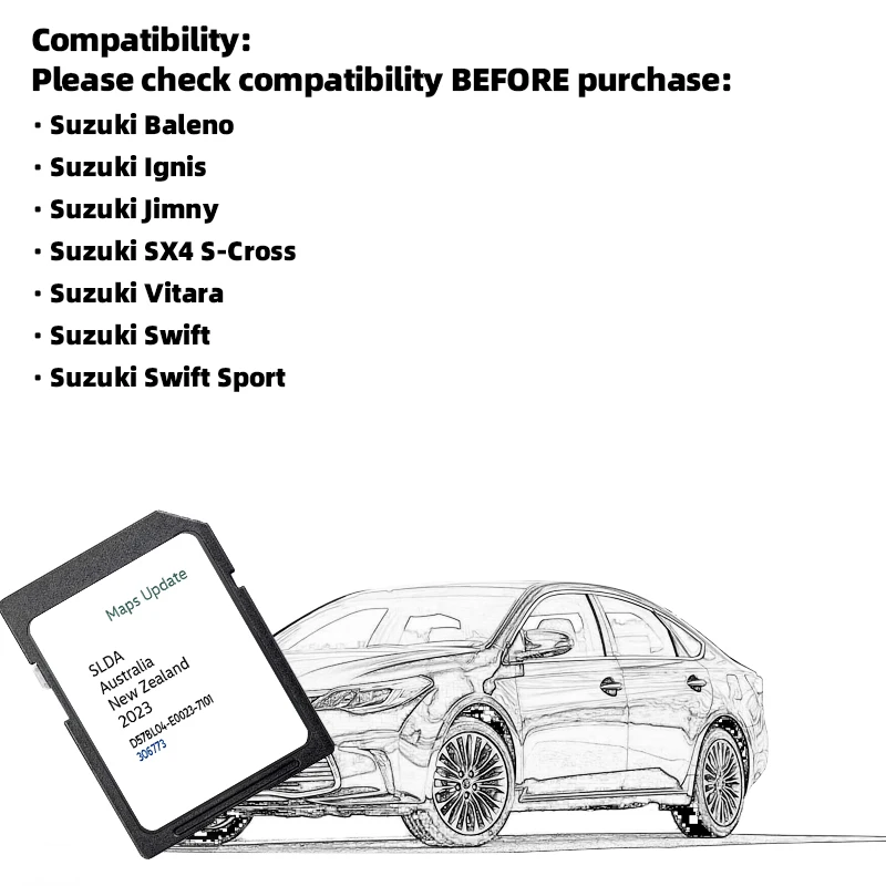 GPS for Suzuki Baleno/Ignis/Jimny/SX4 S-Cross/Vitara/Swift Car Update 2023 SLDA Navigation SD Card Australia New Zealand Maps