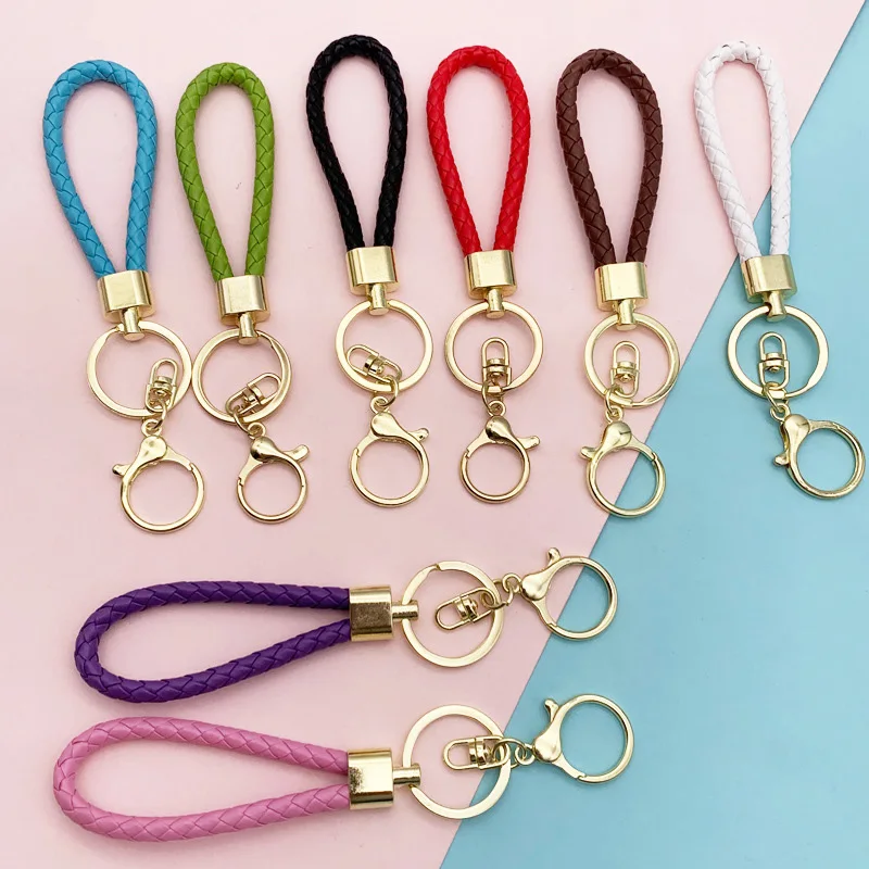 Pu Leather Braided Rope Keychain For Women Men Woven Rope Keyring DIY Bag Pendant Keyring Car Key Holder Trinket Jewelry Gift