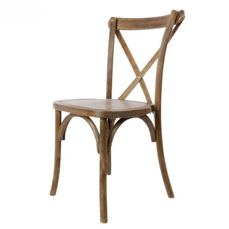 Wood Cross Back Chair Stackable Wedding Dining Chair