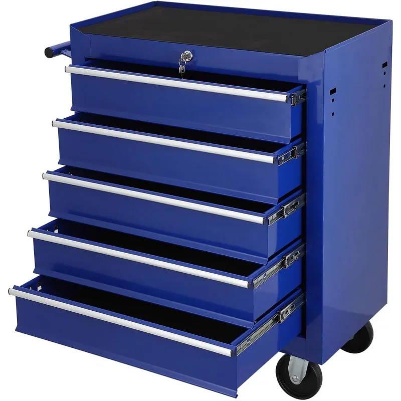 Blue Locking Toolbox with Drawer,Tool Cabinet on Wheels for Garage Storage、Warehouse、Workshop、Maintenance Shop Mechanical Tool