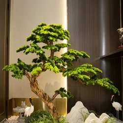 New Chinese Style Welcome Guests Pine Trees, Indoor and Outdoor Large Fake Pine Trees, Hotel Window Decorations Green Plants