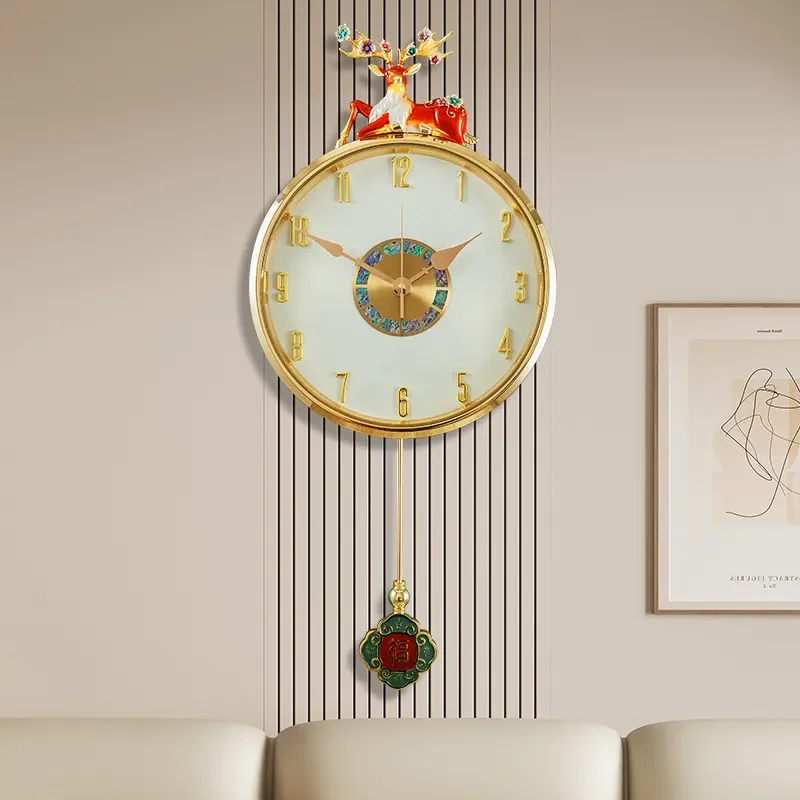 Relógio de Parede Sika Deer Silencioso, Criativo, Simples, Luxo Leve, Decoração para Sala de Estar, Arte de Moda de Alto Padrão