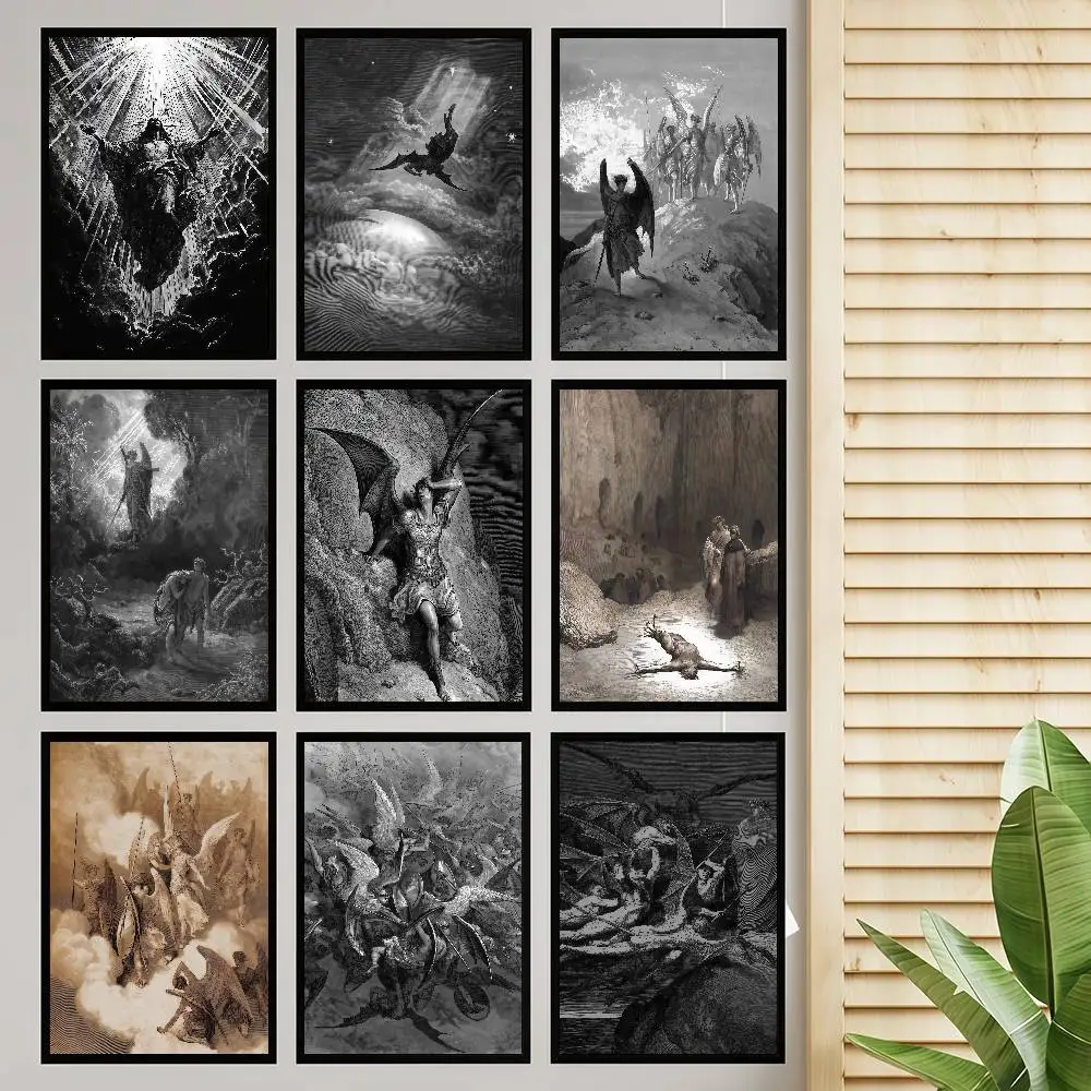 Gustav Dore Satan Paradise Lost Monster Gute Qualität Drucke und Poster Vintage Room Bar Cafe Decor Home Decor