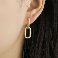 Vintage Gold Color Geometric O-shaped Two Oval Hoop Earrings for Women Female Simple Fashion Detachable Jewelry Gifts Wholesale