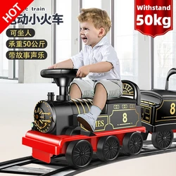 Brinquedo pequeno trem elétrico para crianças, vagão ferroviário, música leve, passeio com trilha, carrinho de história, festival e presente de aniversário, 7kg