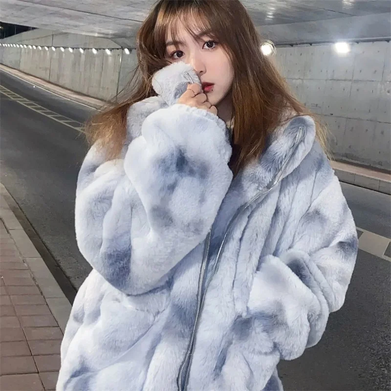 

Imitation Rabbit Fur Plush Long Stand-Up Collar Loose Casual Cotton-Padded Jacket Padded Lamb Female Autumn And Winter Outcoat