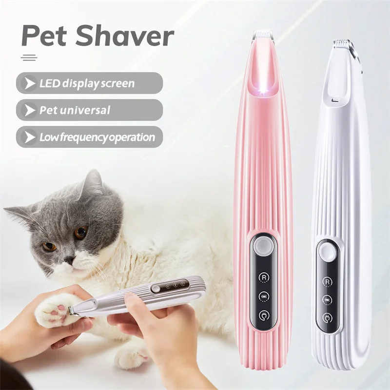 Gato/cachorro pata aparador de pêlos com luz led pet aliciamento clippers elétrico aparador gato cão rosto pé orelha pata barbeador fader