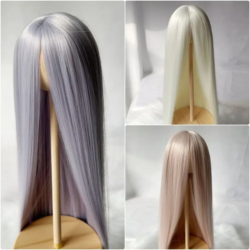 1/3 1/4 1/6 Doll's Wig for 60/45/30cm Bjd Doll Long Straight Hair with Long Bangs Girl Toys Dress Up Doll Accessories, No Doll