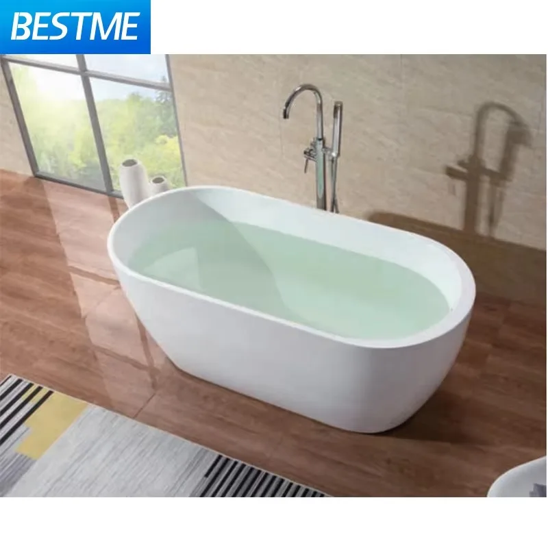 Design Modern Simple White Boat Shape Acrylic Art Bath Tub Bathroom Hotel Freestanding Soak Spa Bathtub