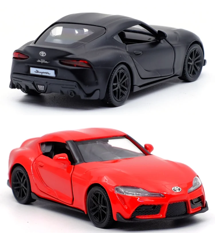 1:36 Toyota Supra Sports Car RMZ CITY Alloy Diecast Car Model Toy con Pull Back per bambini regali collezione di giocattoli F162