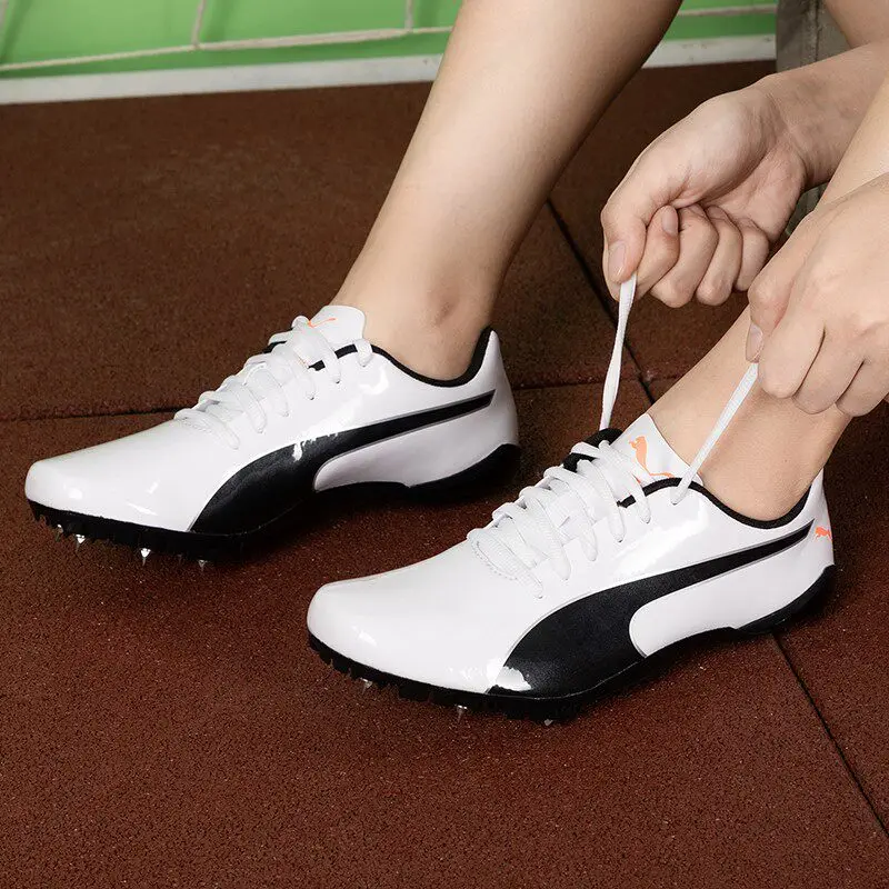 Puma Track Spikes Shoes White Black Professional Sprinting Athletics Sneakers 194934-01
