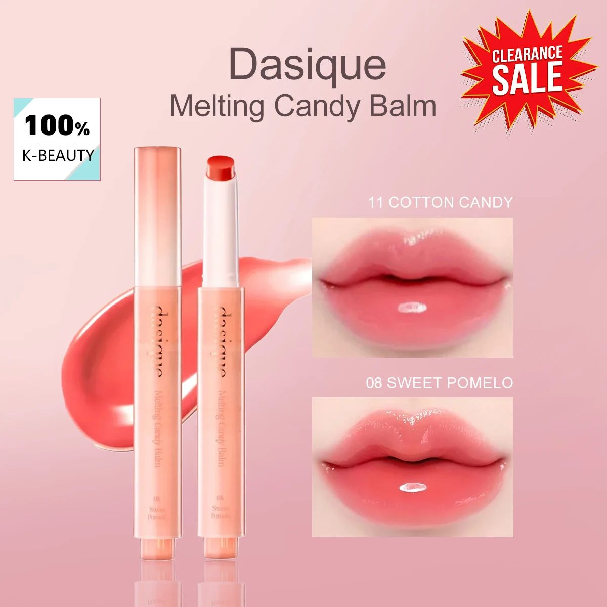 [Oferta de Liquidación] Bálsamo Labial Derretible Dasique 08 y 11, Fórmula Hidratante y Color Transparente ​ ​ Cosmético Coreano No Pegajoso, Maquillaje Coreano