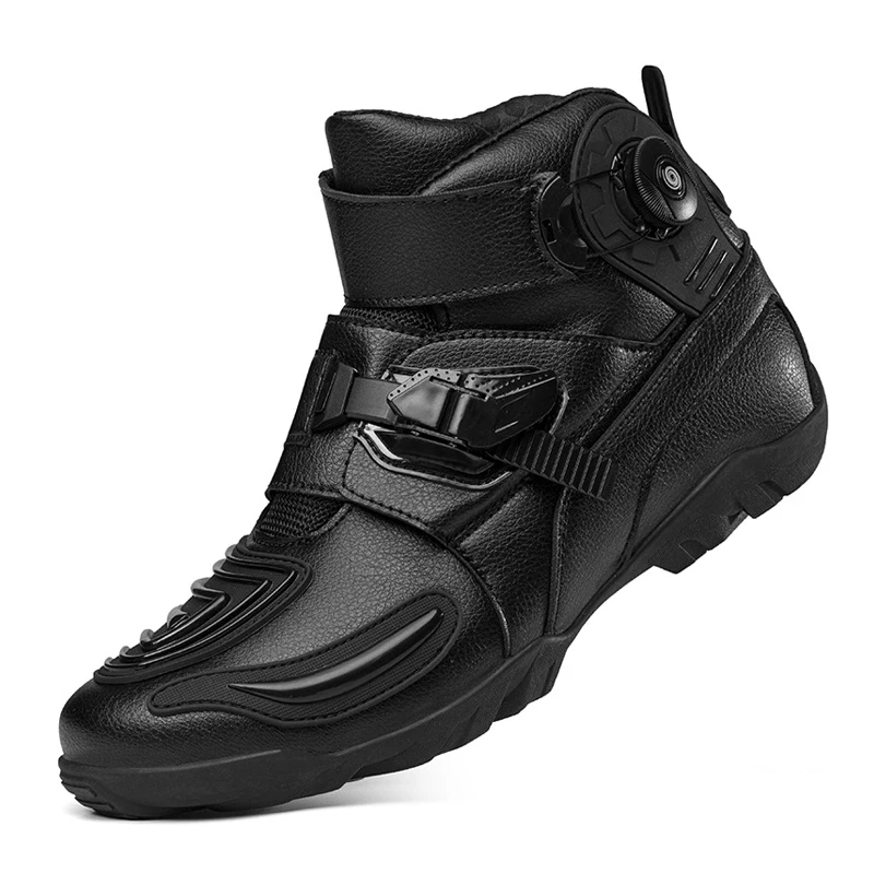 

Leather Motorcycle Boots Men's Motos Collision Protection Shoes Rotating Buckle Motocross Anti Slip Protective Short Boots