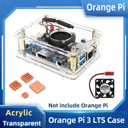 Orange Pi 3 LTS Case Acrylic Shell Tranparent Enclosure Optional Copper Heat Sink Cooling Fan for OPI 3 LTS