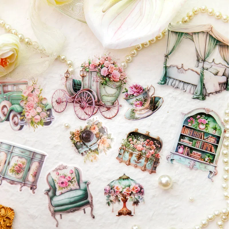 10pcs/bag Victoria\'s Palace Transparent Stickers Bag Romantic Princess Theme Craft DIY Scrapbook Retro Collage