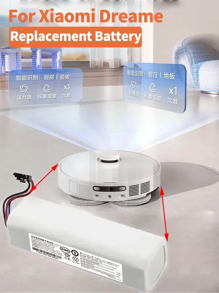 Original 14.4V 12800mAh Robotic Vacuum Cleaner Replacement Battery For Dreame F9 D9 L10 Pro Plus RLS3 RLS5 RLS5L RLS5D Part