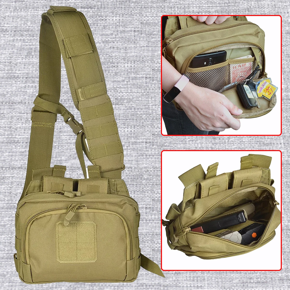 Tactical 2 Banger Bag Messenger Range Bags Quick Release Carryall AR15 M4 Magazine Pouch Crossbody Shooting Hunting Gear Nylon