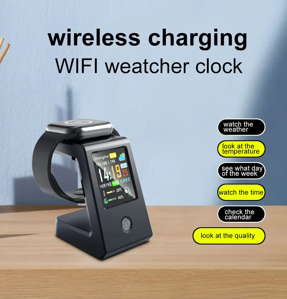 

2в1 умная Wi-Fi станция прогноза погоды для iWatch зарядная станция кровать часы для украшения рабочего стола
