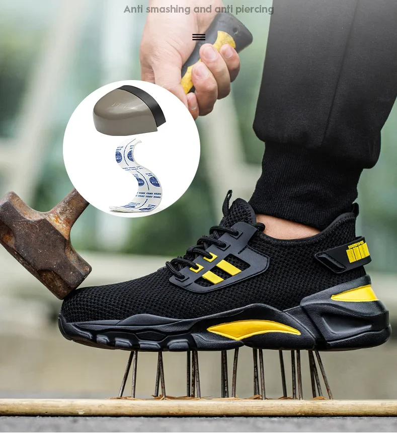 Male Steel Toe Work Safety Boot Lightweight Breathable Anti-smashing Stab-Resistant Non-slip Casual Sneaker Security Boots