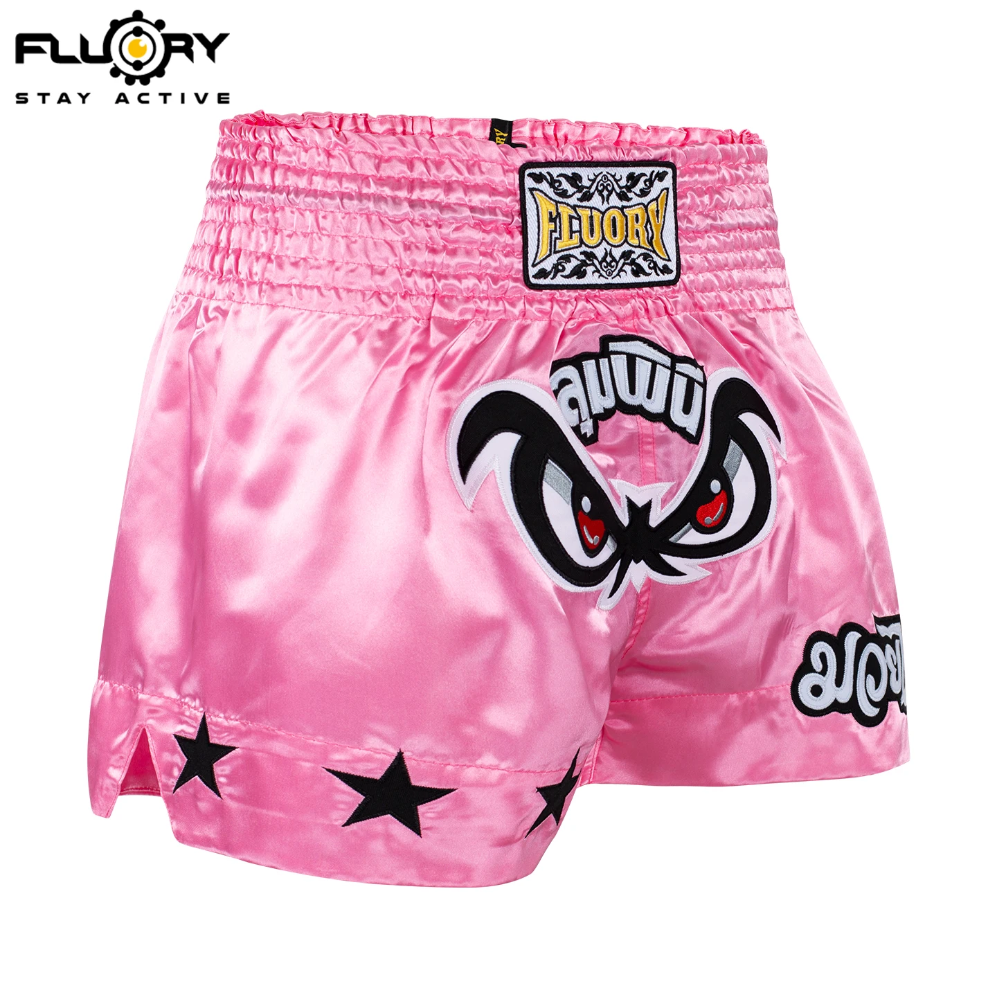 Fluory Muay Thai Shorts New Design Embroidery  Carton Cat  Boxing Shorts MMA Trunk for Adult