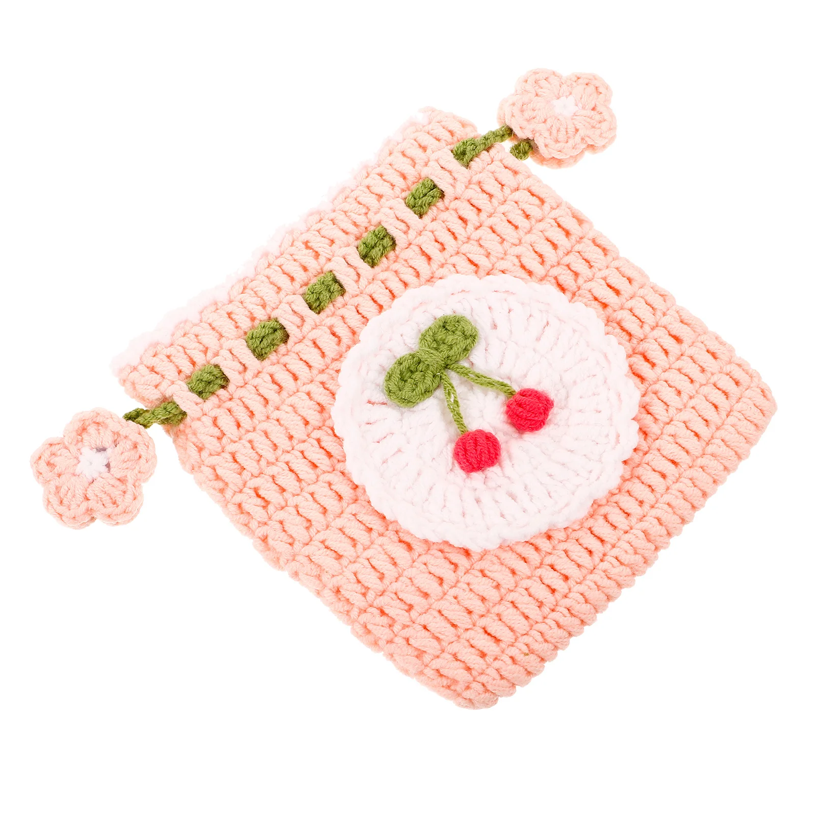 

Small Crochet Bag Woven Purse for Women Drawstring Closure Lightweight Portable Storage Pouch for Lipstick Earphone Keys Travel
