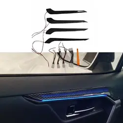 New mode Car Carbon Fiber Door Panel Ambient Light LED Atmosphere Lamp Blue Colors For Toyota RAV4 XA50 2020-2024