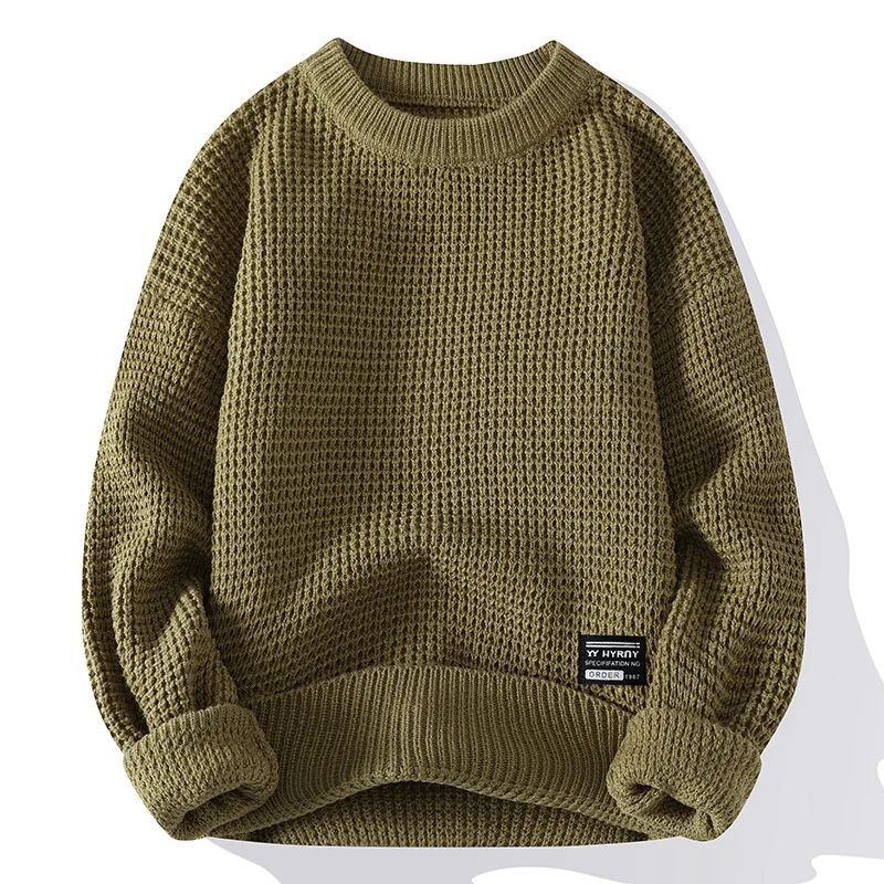 

Quali round Ne Men's Knit Sweater Thi Long Sve Casual Faion Vintage Sle Autumn Winter New Arrival Modal Fabric
