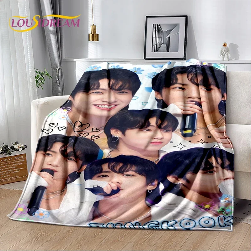 3D Kpop Jeon Jung Kook Jk JIMIN Star Blanket,Soft Throw Blanket for Home Bedroom Bed Sofa Picnic Travel Office Cover Child Gift