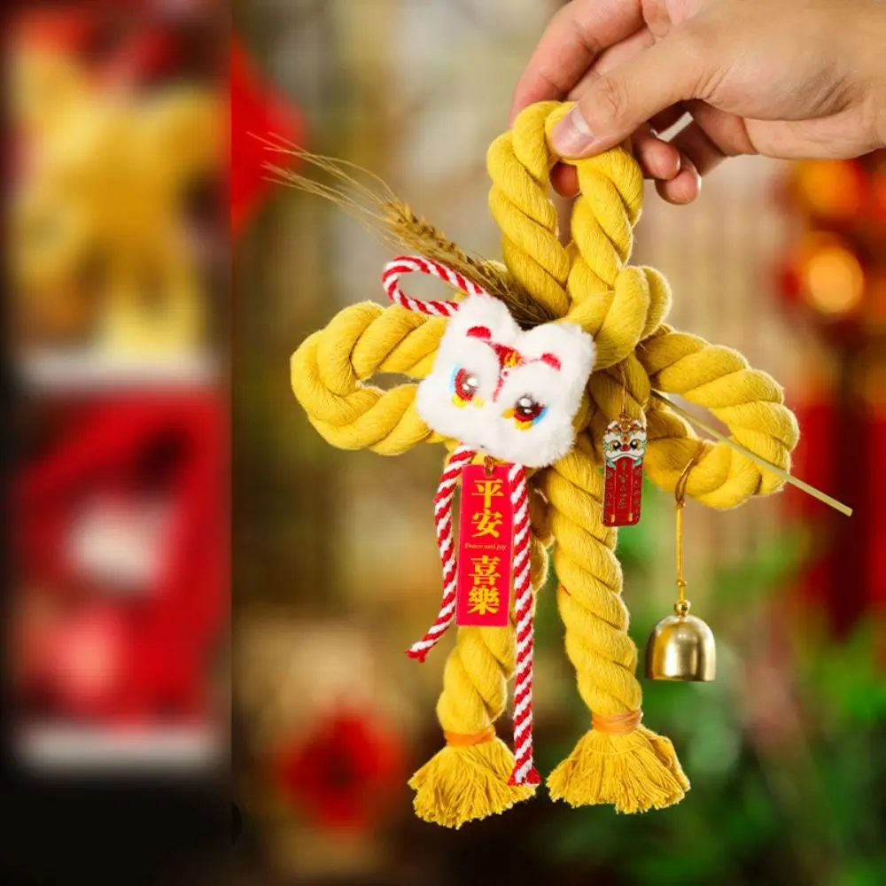 Best Blessing Hand-wove Chinese Knot Pendant Red Wheat Ear Chinese Knot Ornaments Small Bell Hanging Pendant Spring Festival