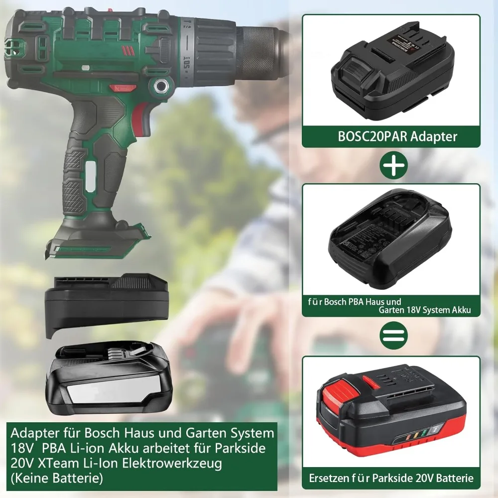 

BOSC18PAR for Bosch to for Parkside Battery Adapter for Bosch 18V PBA Battery Converter to for Parkside 20V Power Tool