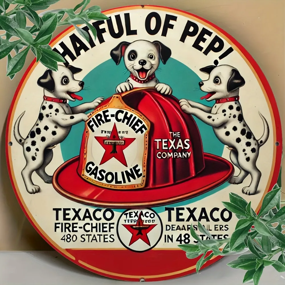 Texaco Fire Chief Vintage Aluminum Sign 8x8 Inch Retro Wall Decor for Home Bar Cafe