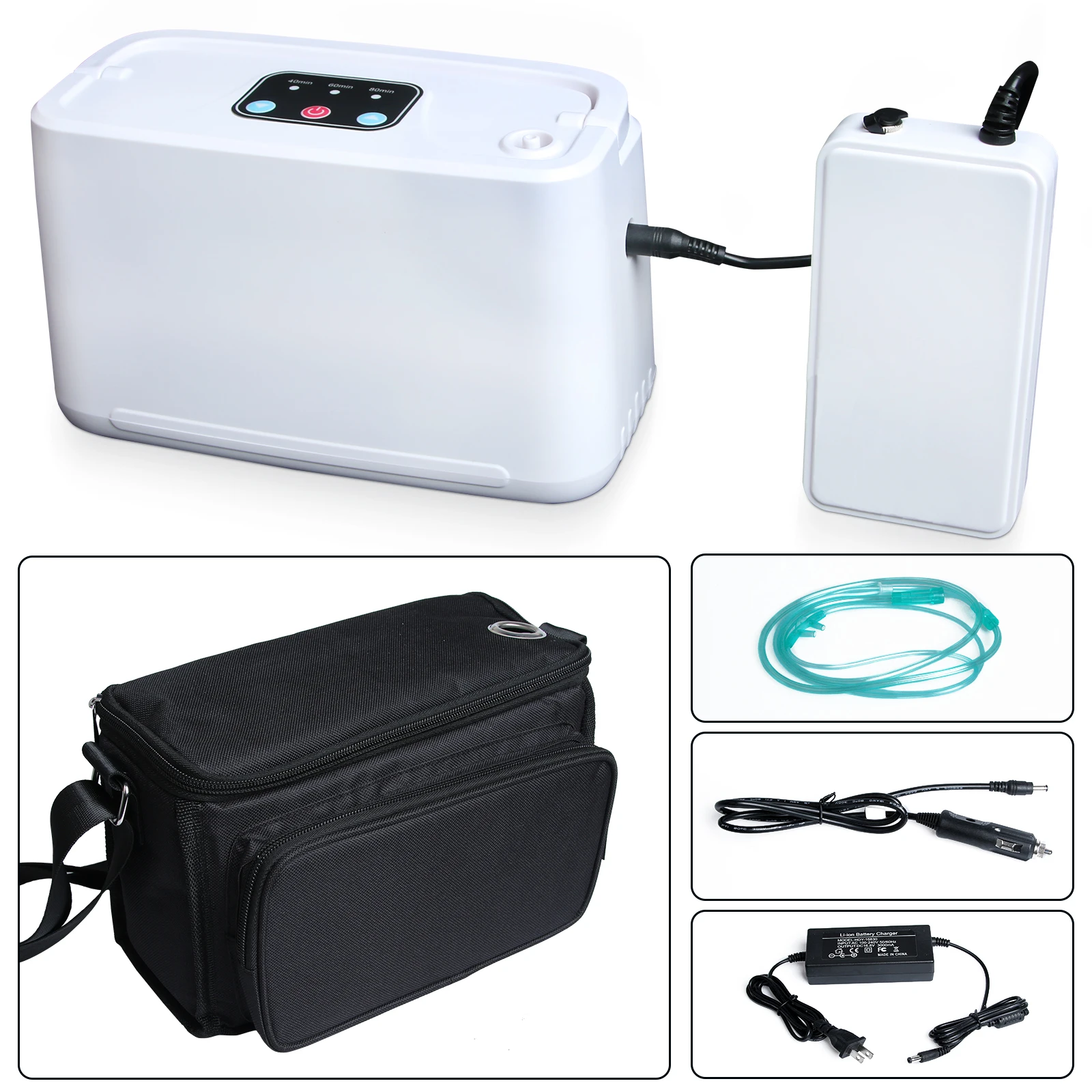 3L/Min Portable Oxygen Concentrator with Battery for Home Travel and Car Use AC110-220V Oxygen Generator