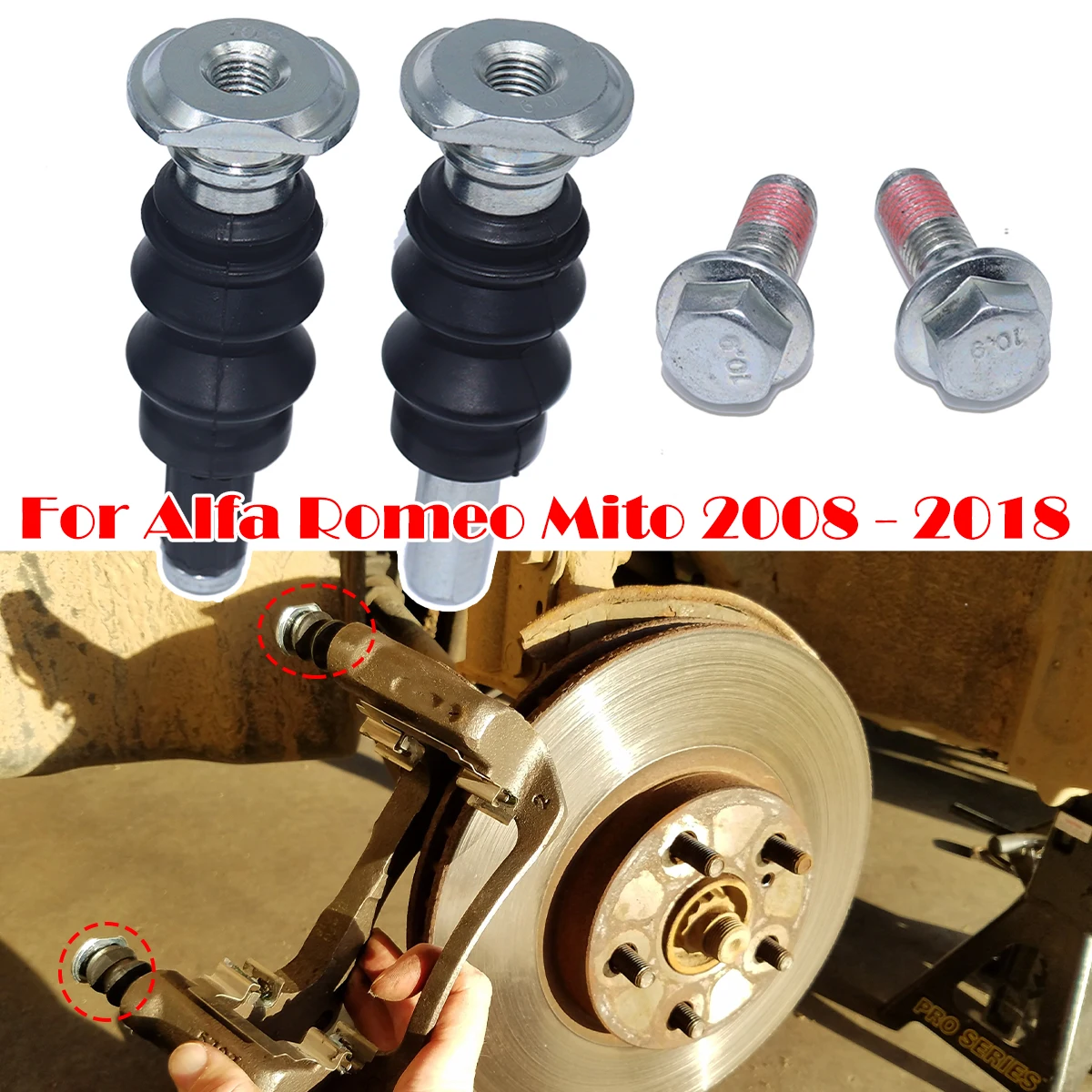 

Front Brake Caliper Slider Guide Pins Bolt Kit For Alfa Romeo Mito 2008-2018 Left Right Disc Housing Rubber Bellows Sleeve Bush