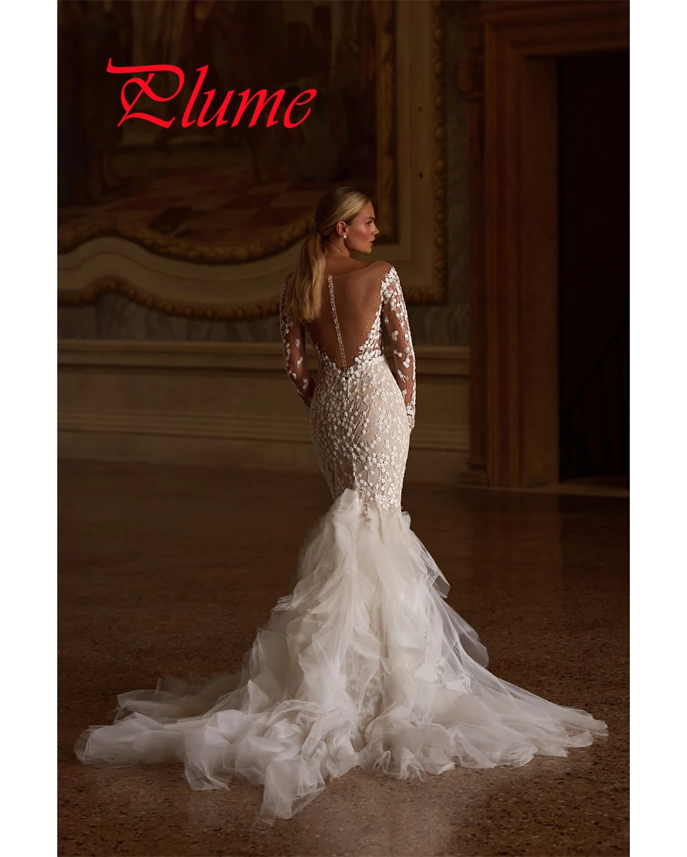 Robe de mariée en Organza blanc délicat, personnalisée, romantique, manches longues, fête de mariée, boutons au dos de haute qualité