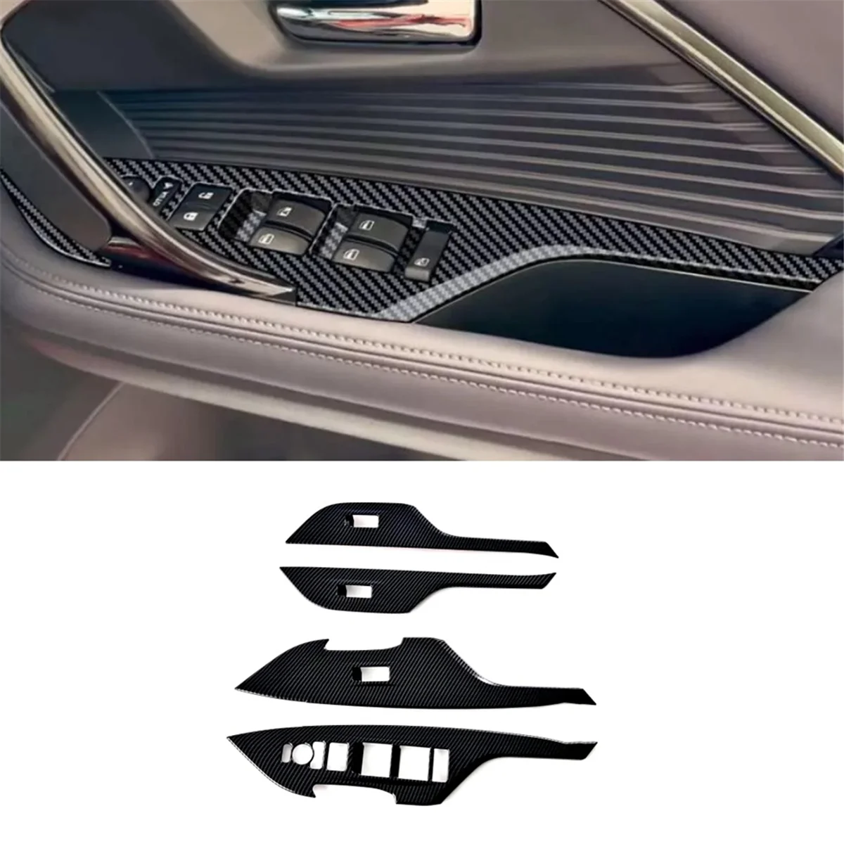 DGR-eFor تويوتا يارس كروس 2024 RHD ألياف الكربون نافذة رفع التبديل غطاء الكسوة الداخلية