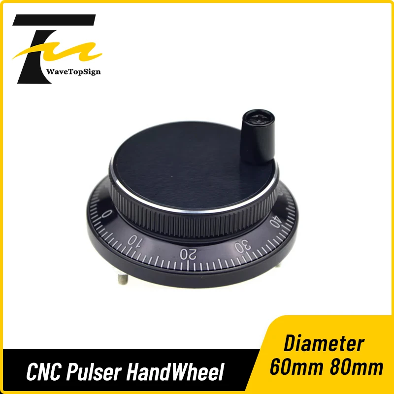 WaveTopSign CNC Pulser HandWheel Diameter 60mm 80mm Pulse 100 DC5V 6Pins or 4Pins CNC Machine Manual Pulse Encoder Generato