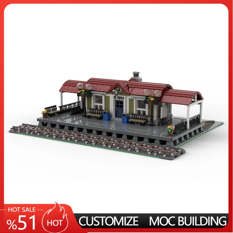 

3348 PCS City Street Curved Roof Train Station MOC Customize Modular Building Block Technology Kids DIY Boys Toy Birthday Gift