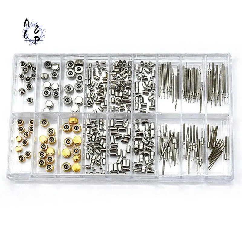 A68P-Watch Crown Parts Replacement Assorted Dome Flat Head,Handle Tubes, Handle Bushings Watch Accessories Repair Tool Kit