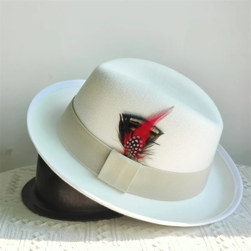 Trilby classic fedora hat with feather decoration top hat Women Men Gentleman Hamburger hat vintage hat Pork Pie sombrero hombre